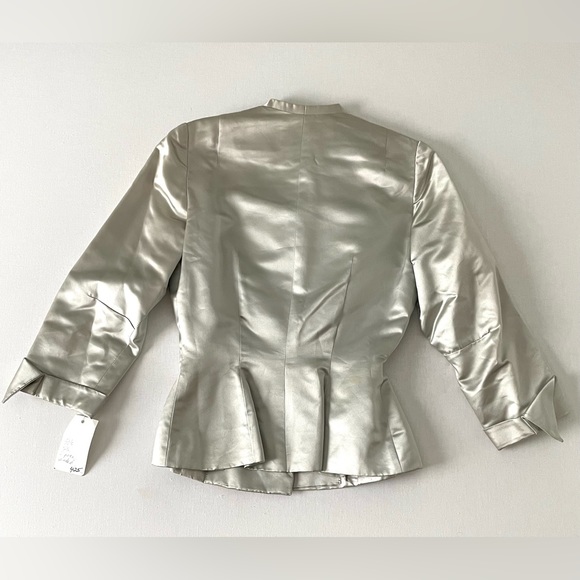 Vintage Silk Beaded Button Long Sleeve Blazer Esther Pomerantz Blue Silver Small - Picture 9 of 15